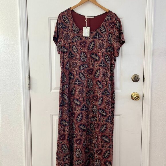 Peruvian Connection Woman's Plus-Size Brown Floral Casbah Maxi Dress Sz XXL - Picture 9 of 11